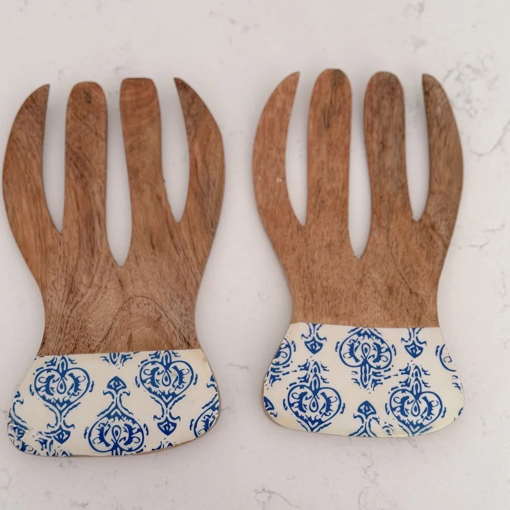 Salad Hands,  Wood Salad Servers, Salad Serving Set OF 2